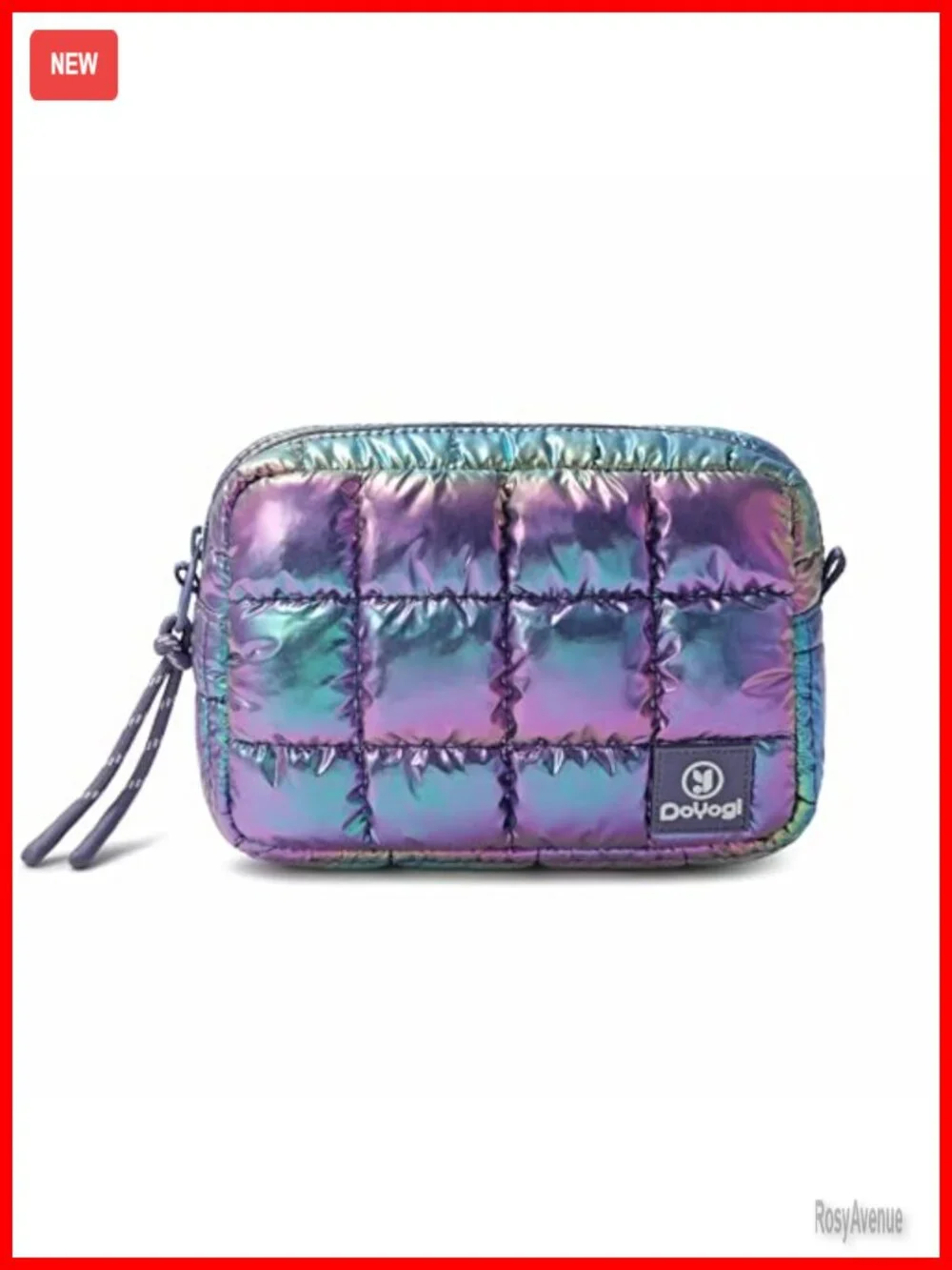 Quilted Puffer Cosmetic Bag with Crossbody Strap Travel Toiletry Case
